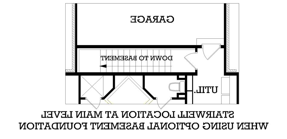 Main Level Stair Location with optional basement image of Royal Commons - 1825 House Plan